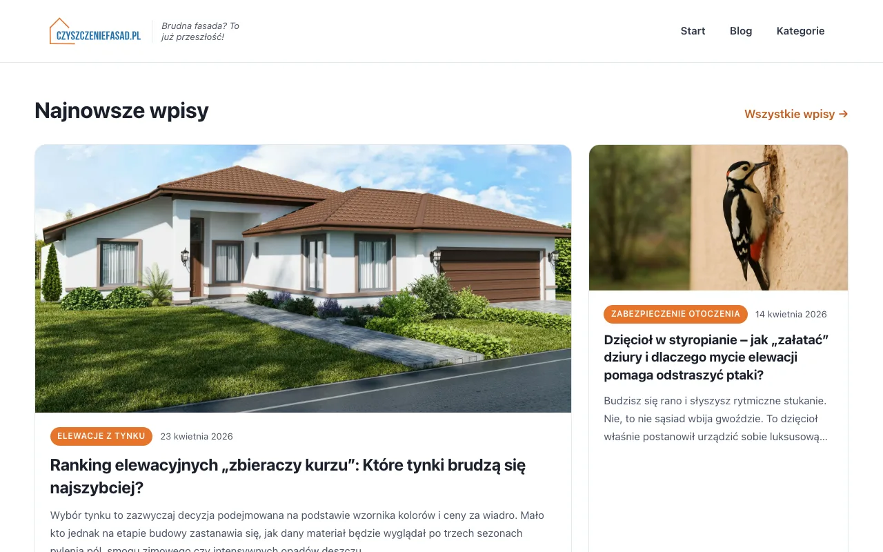 Strona internetowa Czyszczenie Fasad — realizacja Kaminski.link